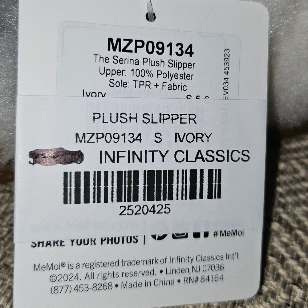 🔥HP🔥 NWT MeMoi Women's Serina Slide-On Plush Slippers in Ivory Size S - Picture 10 of 11